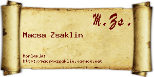 Macsa Zsaklin névjegykártya